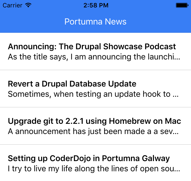 Ionic News Feed via JSON