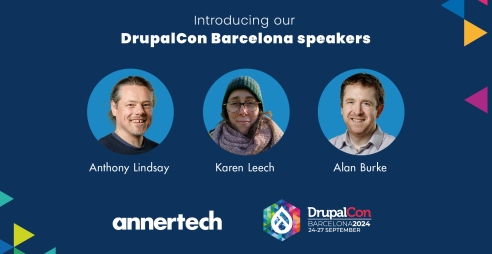 DrupalCon Barcelona speakers from Annertech are pictured. They are Anthony Lindsay, Karen Leech and Alan Burke.