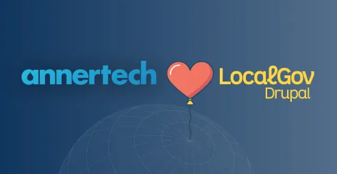 The Annertech and LocalGov Drupal logos sandwich a red heart.