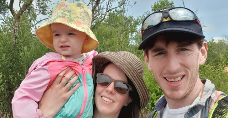 Gavin Hughes is pictured with his wife Trish, who is holding daughter Éilis.