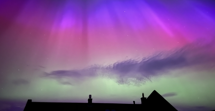 The Northern Lights lit up the sky in purple, red and green hues in May 2024.