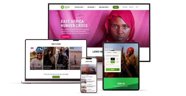 Oxfam's new responsive website.