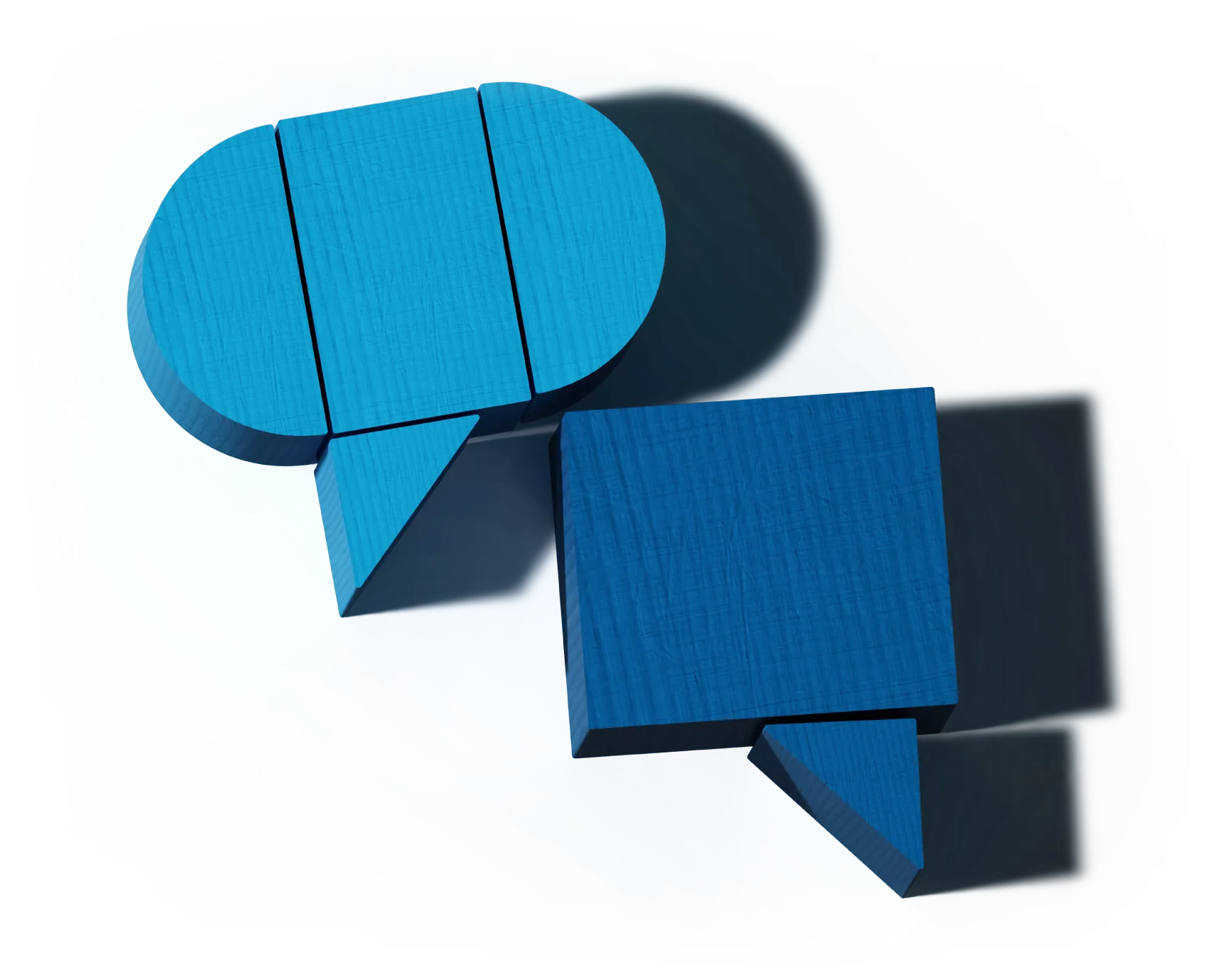 Wooden blocks in the shape of a speech bubble