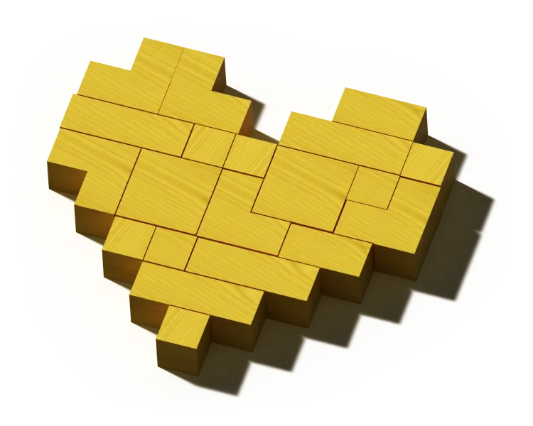 Blocks in a heart shape