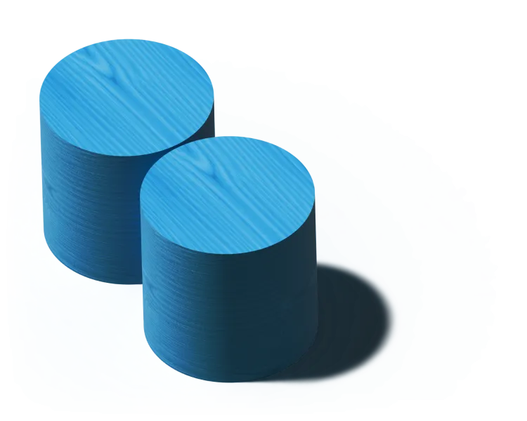 Two blue cylinder shaped blocks