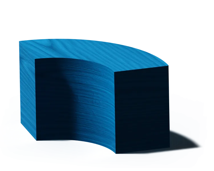 A curved blue building block