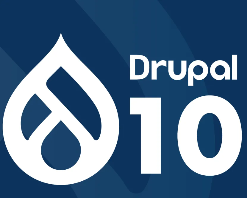 A white Drupal logo next to the words Drupal 10, also in white. The background is blue, and a white Annertech logo is at the bottom of the image.