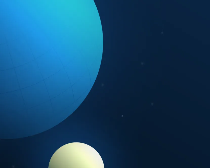 A planet and a satellite depict the concepts of microsites