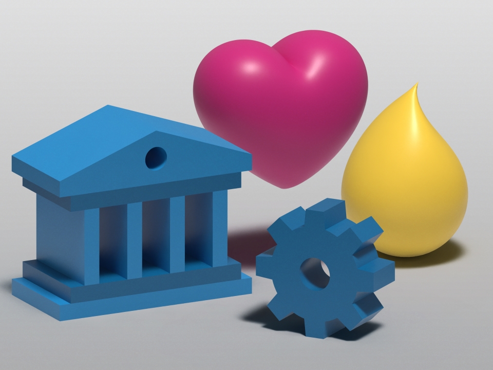 LocalGov Drupal's popularity with councils is depicted by images of a council building, a cog, a heart and a yellow Drupal drop.