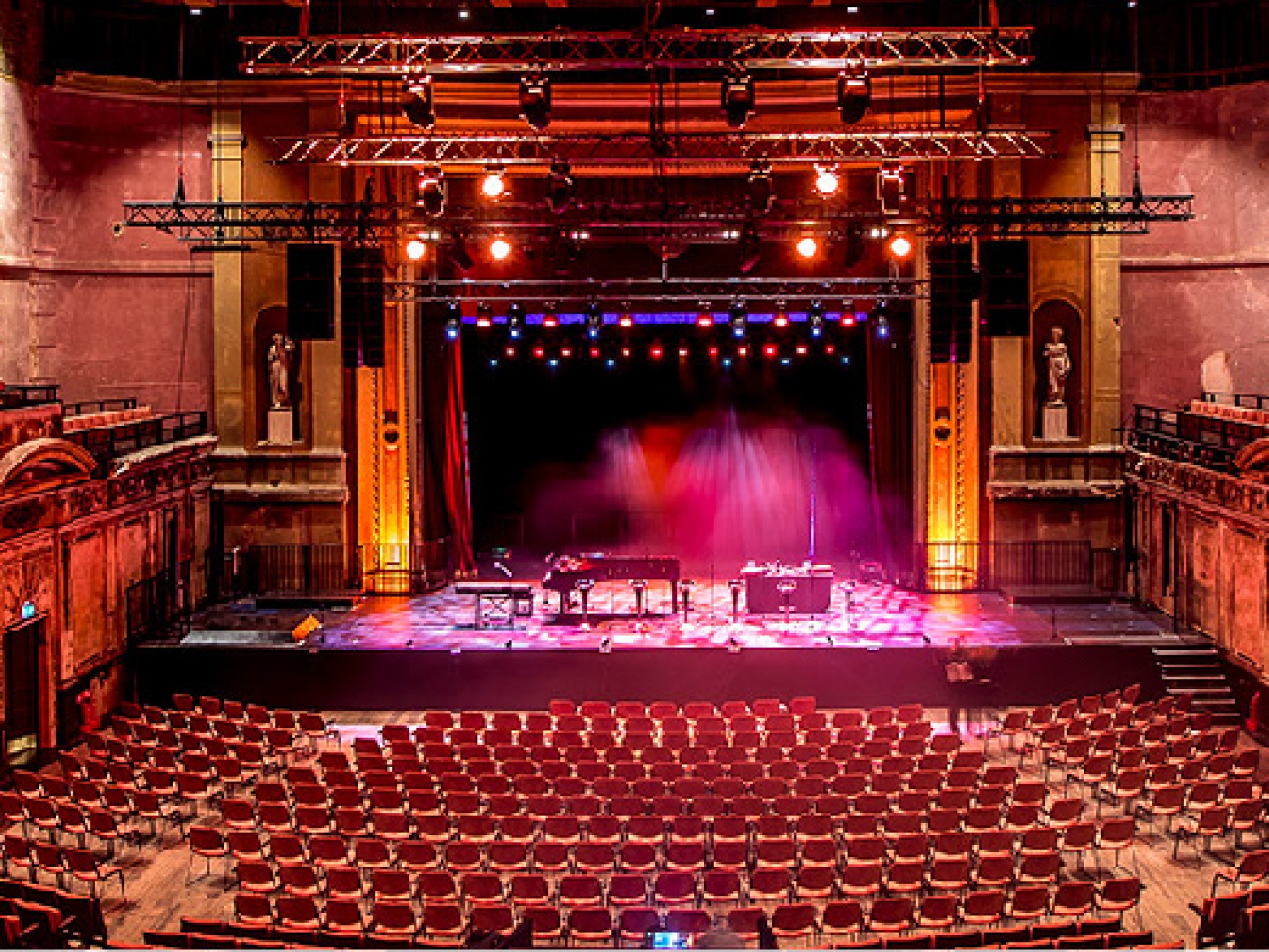 The stunning red Victorian architecture of the Alexandra Palace Theatre